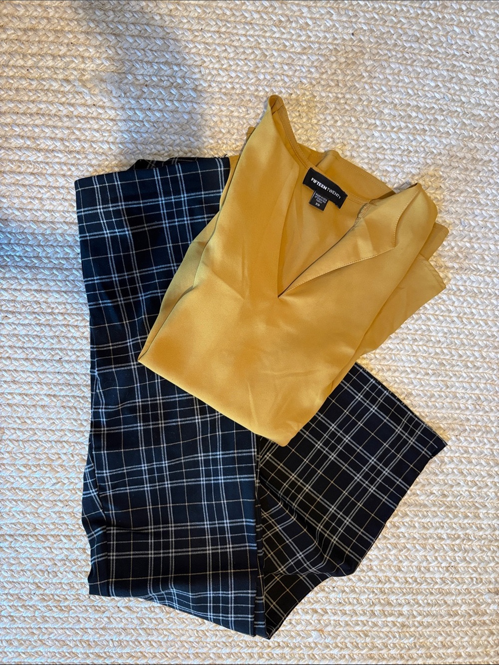 Get the look perfect for work. Slacks and blouse.